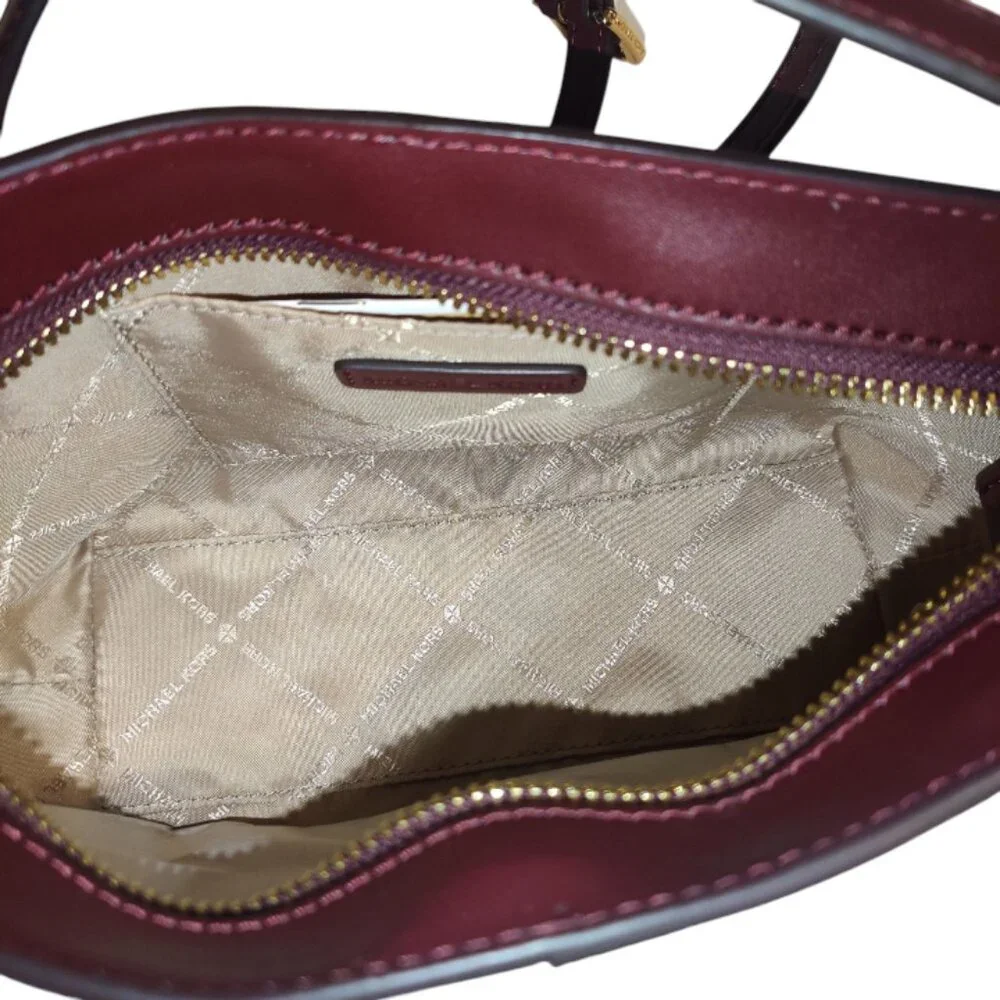 Michael Kors Jet Set Crossbody In Oxblood And Lighter Pink